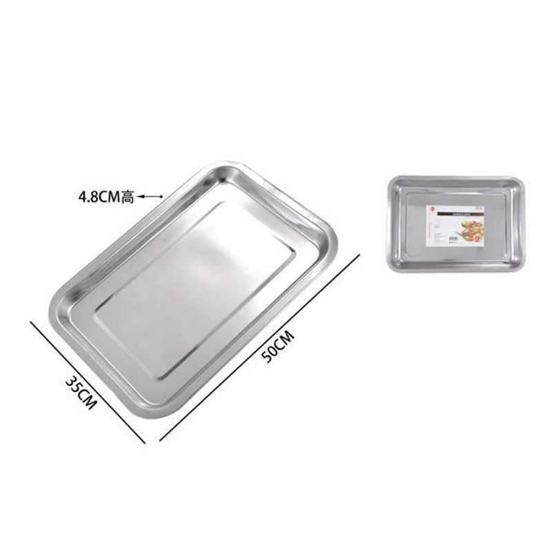 GENERICO - Bandeja de acero inoxidable para barbacoa   50x35x4,8cm