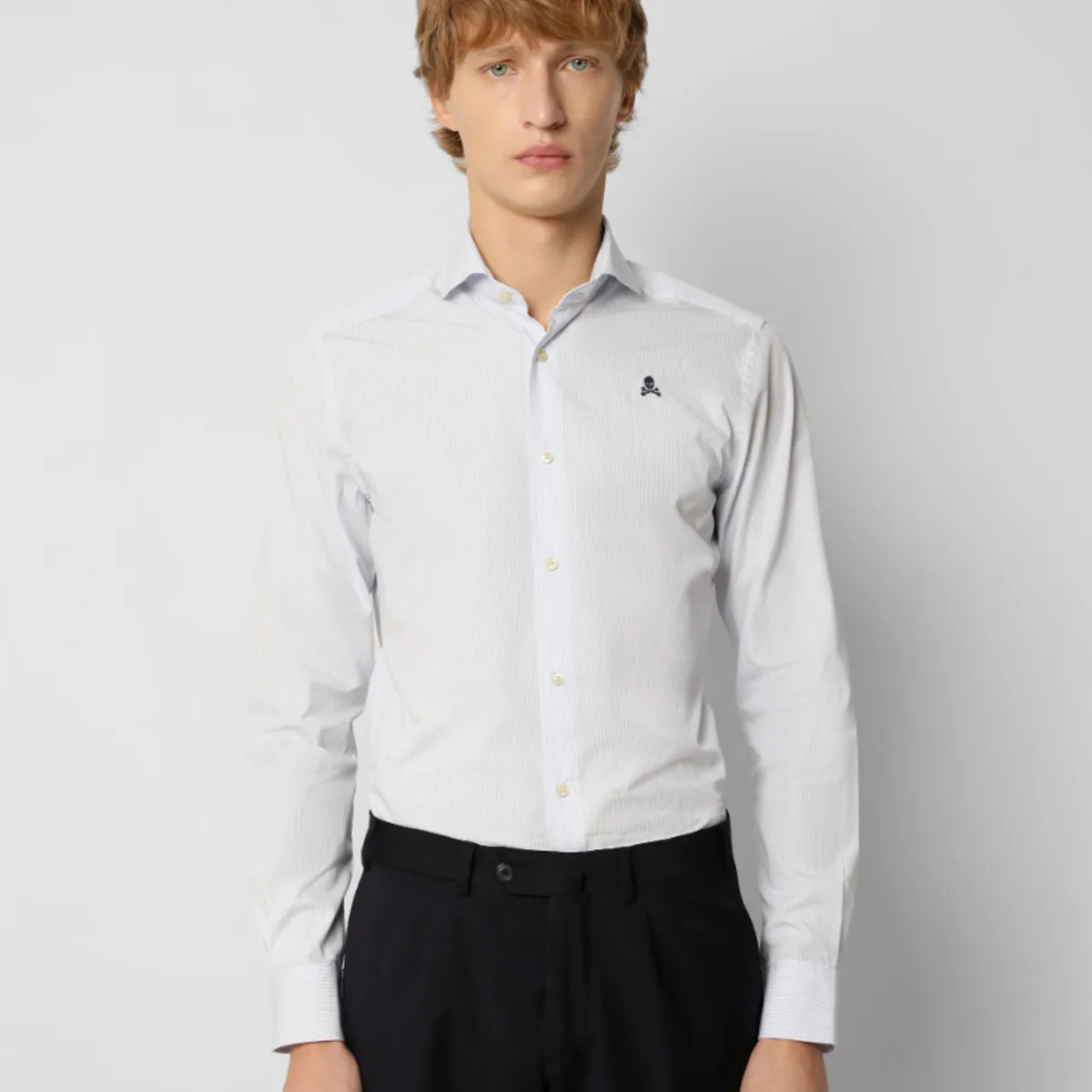 SCALPERS - Camisa Rayas Calavera Contraste Skyblue Stripes