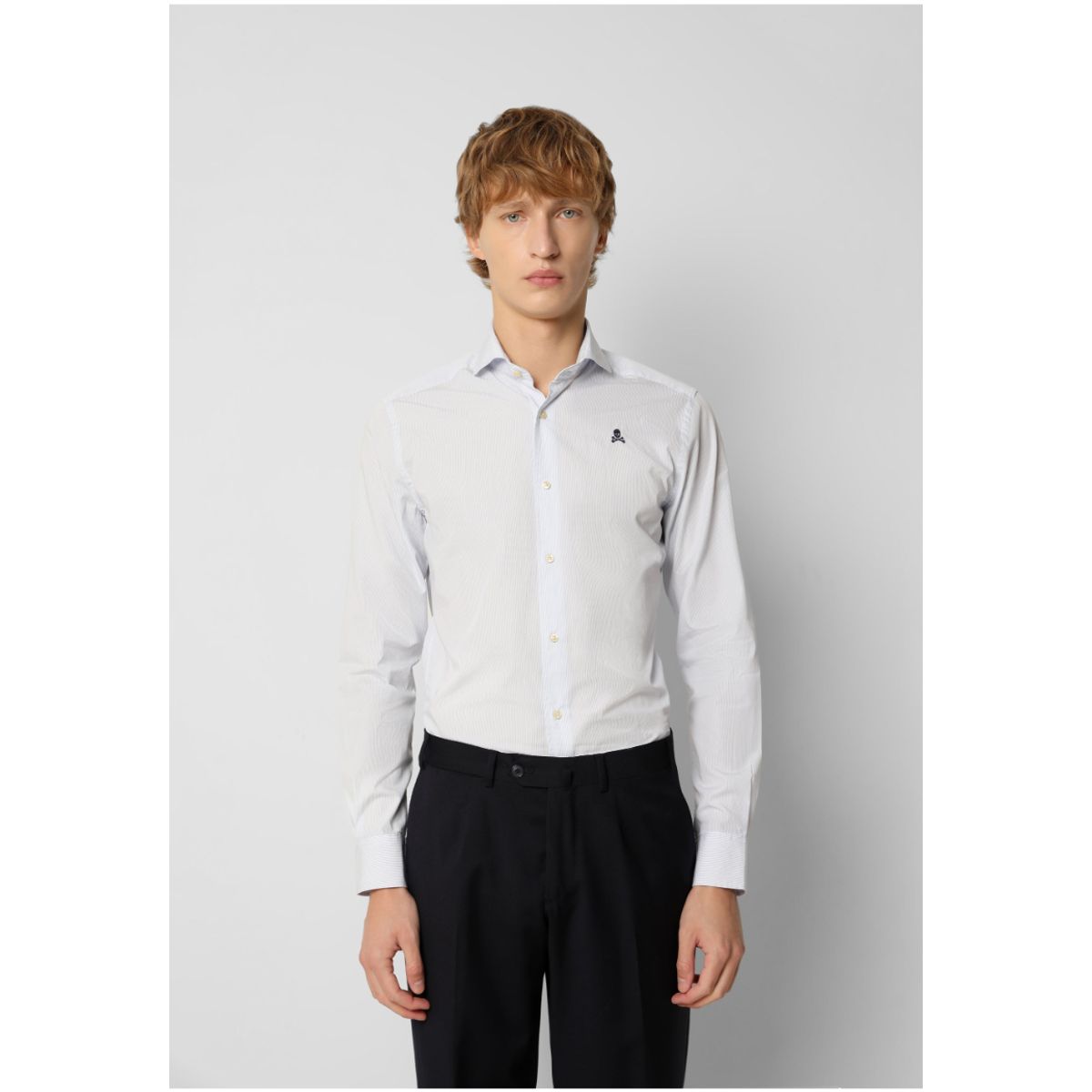 SCALPERS - Camisa Rayas Calavera Contraste Skyblue Stripes