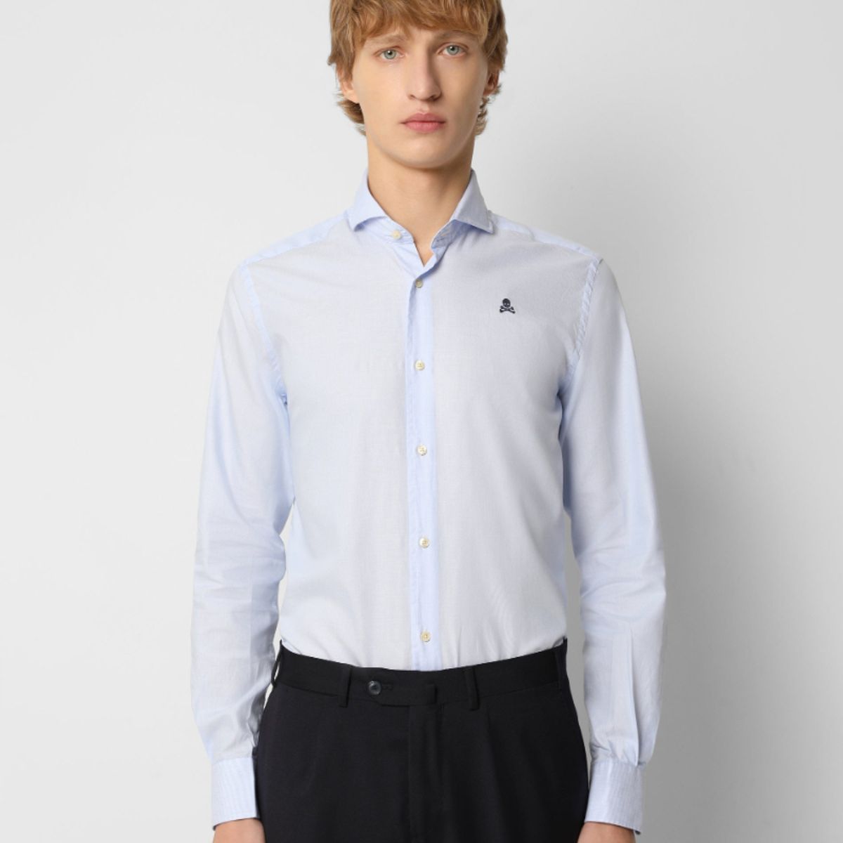 SCALPERS - Camisa Rayas Calavera Contraste Skyblue Stripes