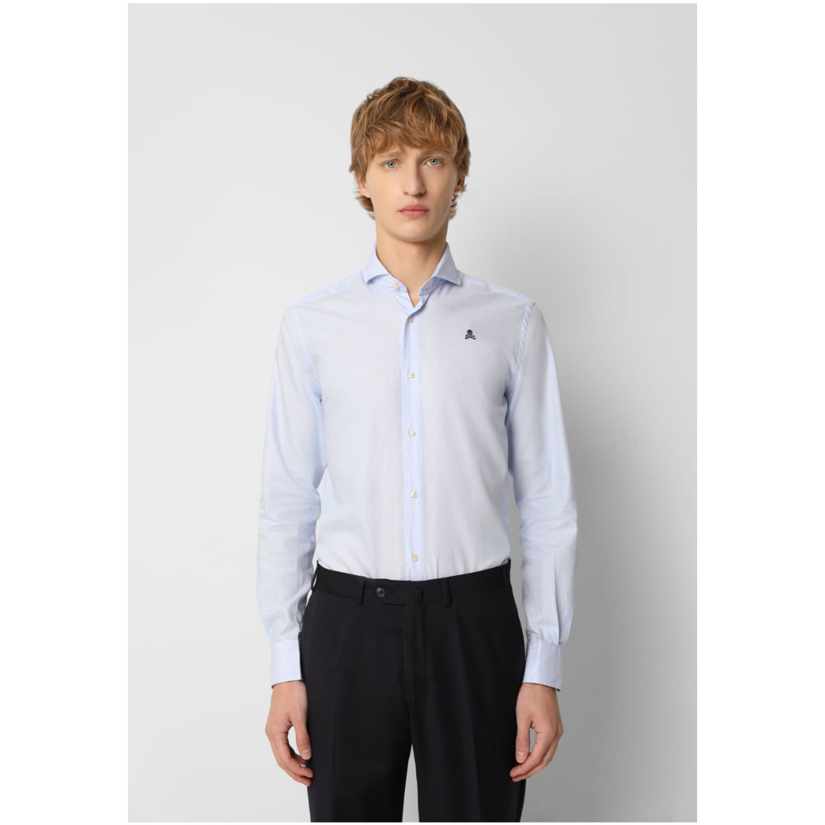 SCALPERS - Camisa Rayas Calavera Contraste Skyblue Stripes