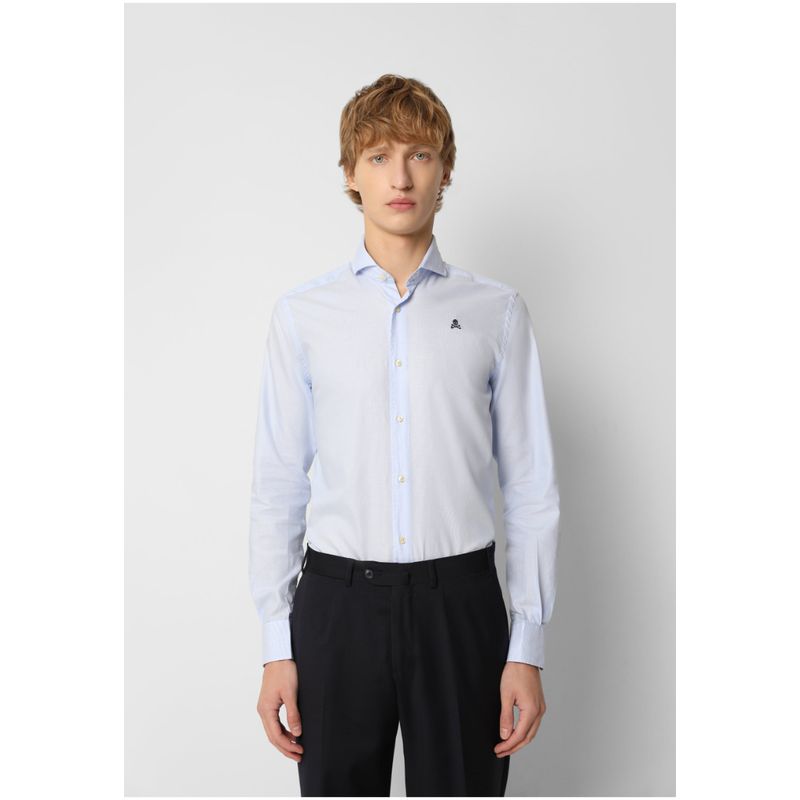 SCALPERS - Camisa Rayas Calavera Contraste Skyblue Stripes