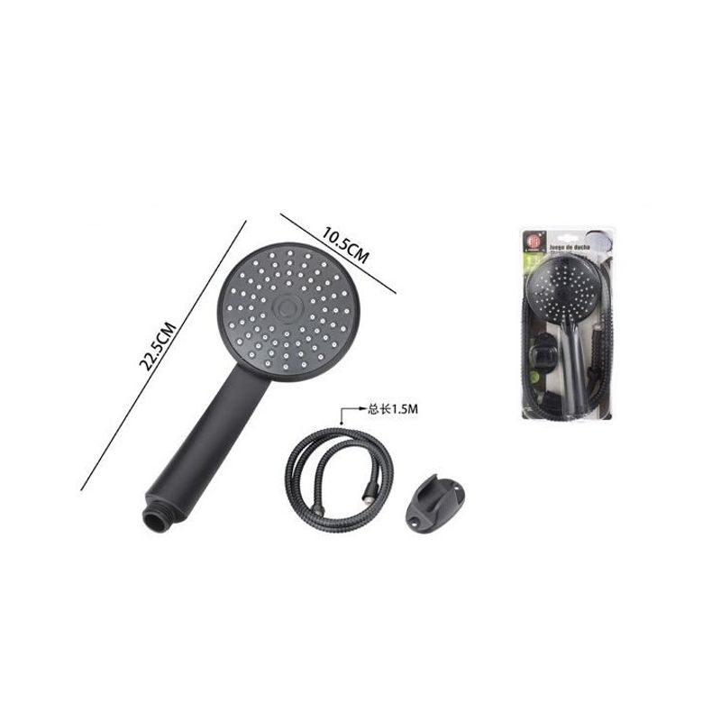 GENERICO - Kit Ducha Teléfono Plast Manguera Soporte Acero Inox Negro