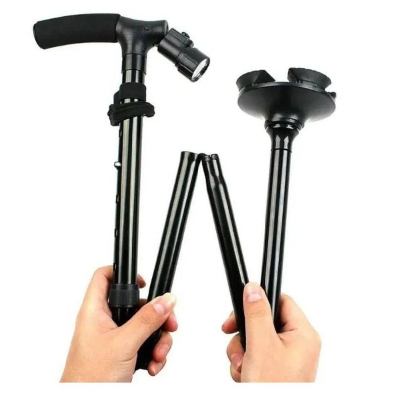 INVENCIBLE - BASTON DE EQUILIBRIO ORTOPEDICO PLEGABLE LINTERNA LED MX33