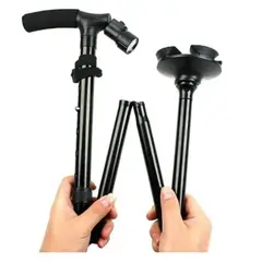 INVENCIBLE - BASTON DE EQUILIBRIO ORTOPEDICO PLEGABLE LINTERNA LED MX33