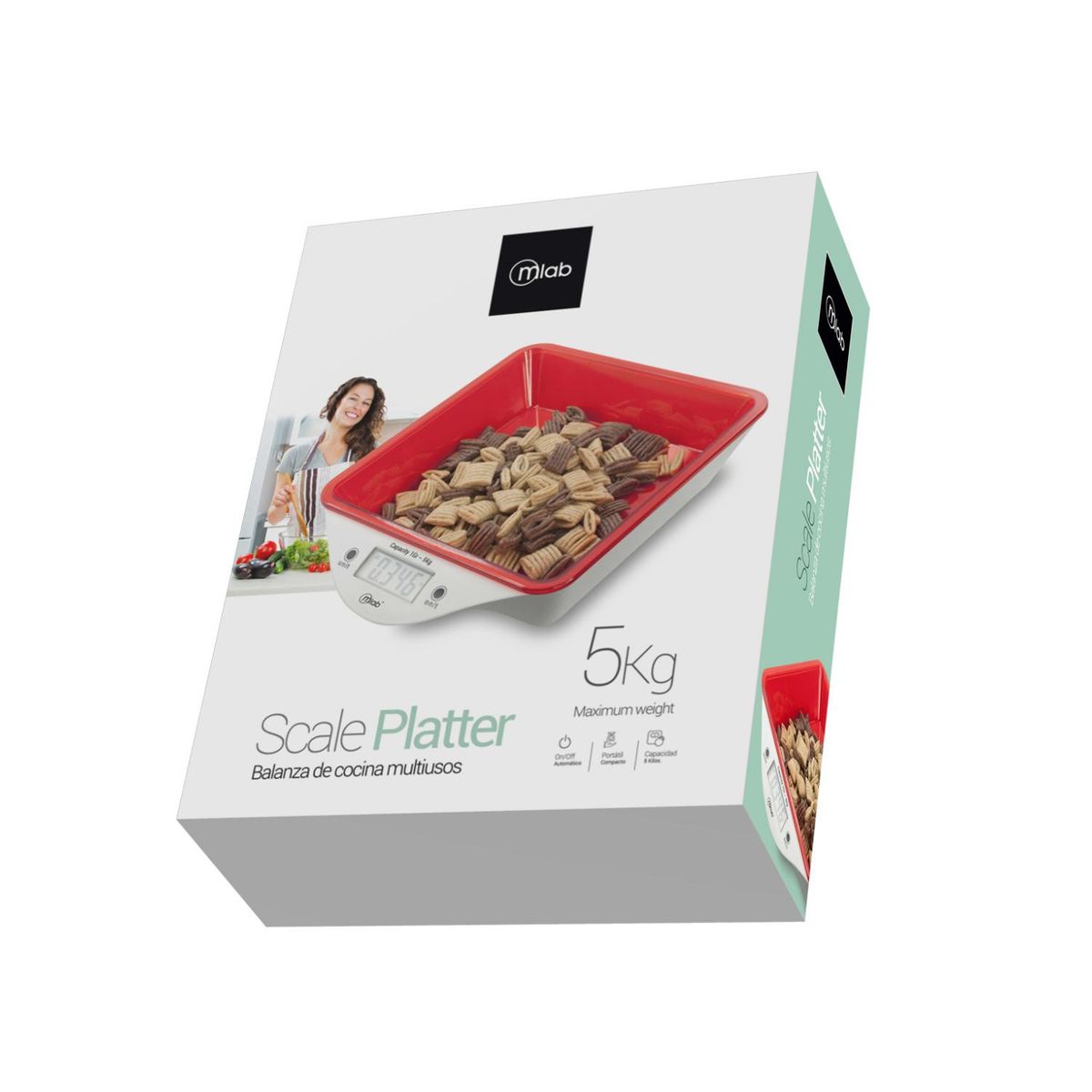 MLAB - Balanza Peso De Cocina LCD 5Kg Scale Platter 9056 Mlab