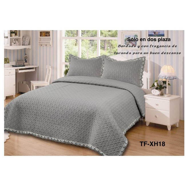 GENERICO - cubrecama bordado con aroma a lavanda 2 PLAZAS