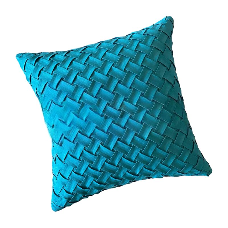 MANDIRHOME - Funda Cojín Gamuza Entrelazado Turquesa Cuadrada