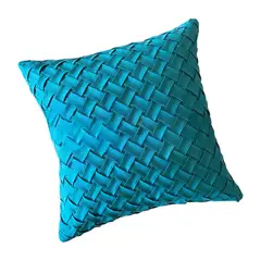 MANDIRHOME - Funda Cojín Gamuza Entrelazado Turquesa Cuadrada