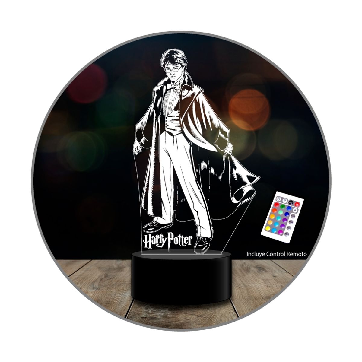 GENERICO - Lámpara 3D Harry Potter control remoto