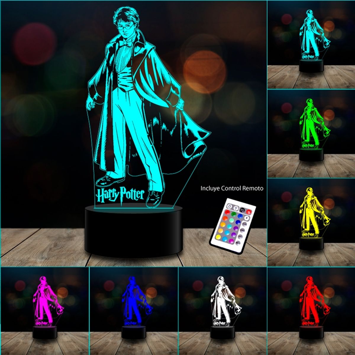 GENERICO - Lámpara 3D Harry Potter control remoto