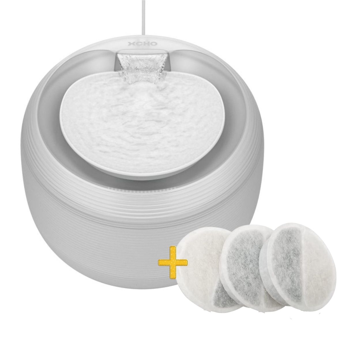 XCHO - Bebedero Automátic Usb Silencioso Gato 2,5L Blanco 3 filtros