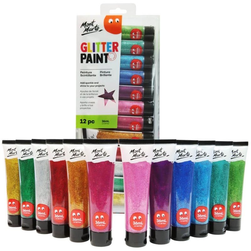 MONT MARTE - Set 12 pinturas témperas glitter Mont Marte