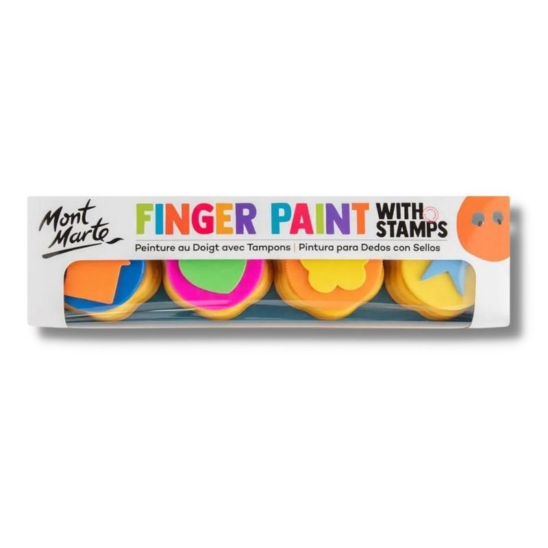 MONT MARTE - Set 4 pinturas de dedos con timbres para estampar