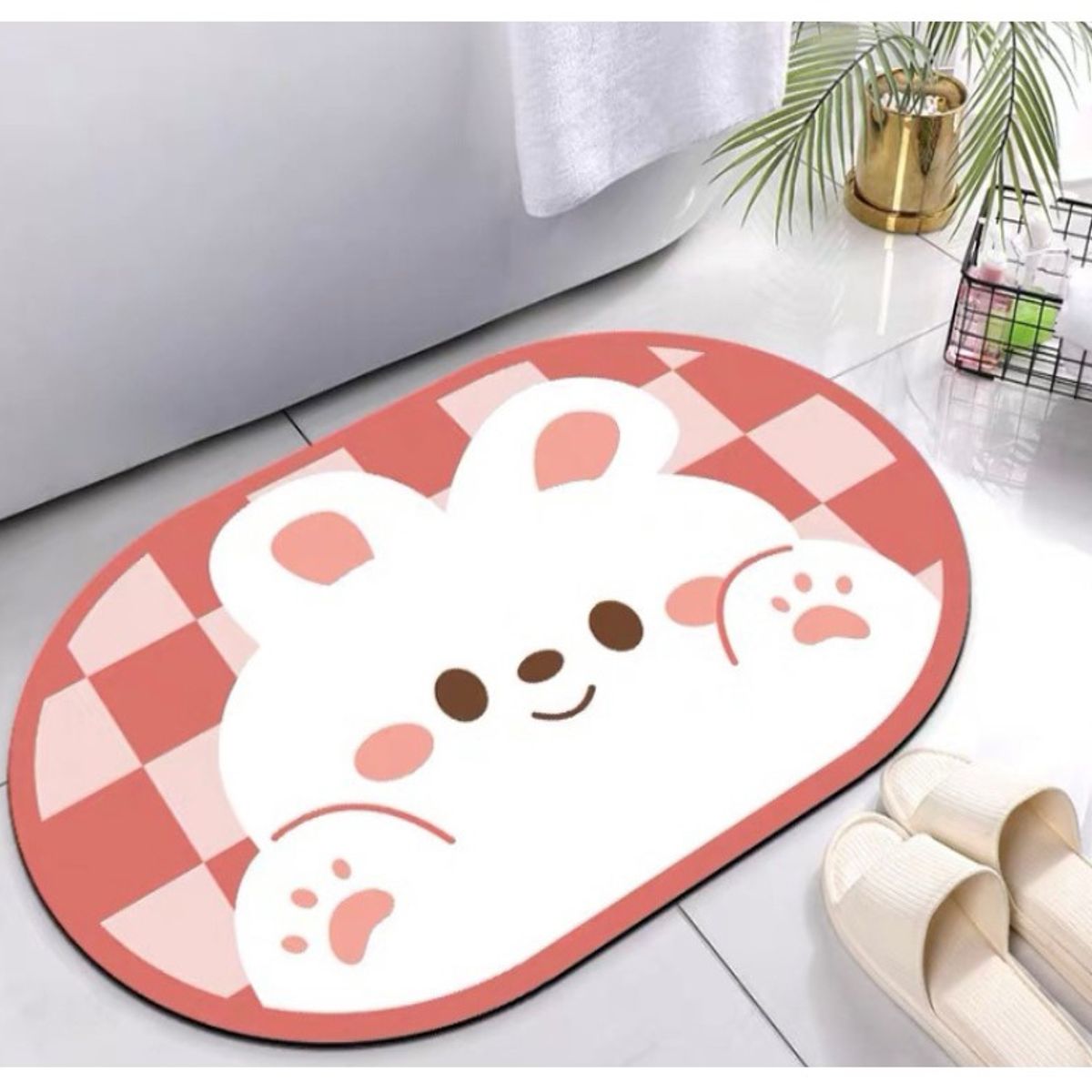 COMPRAPO - Alfombra Absorbente de Agua Baño Antideslizante Conejito Nice Kawaii