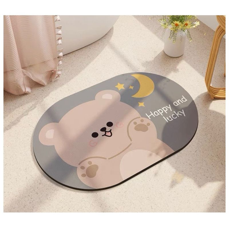 COMPRAPO - Alfombra Absorbente de Agua Baño Antideslizante Osito Happy Kawaii