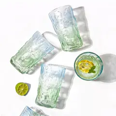CHEFCHOICE - Juego 6 Copas de Vidrio Vintage Elegantes 380ML Azul degradado