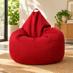 GENERICO - Puff Pera Adulto Lona Rojo Con Relleno