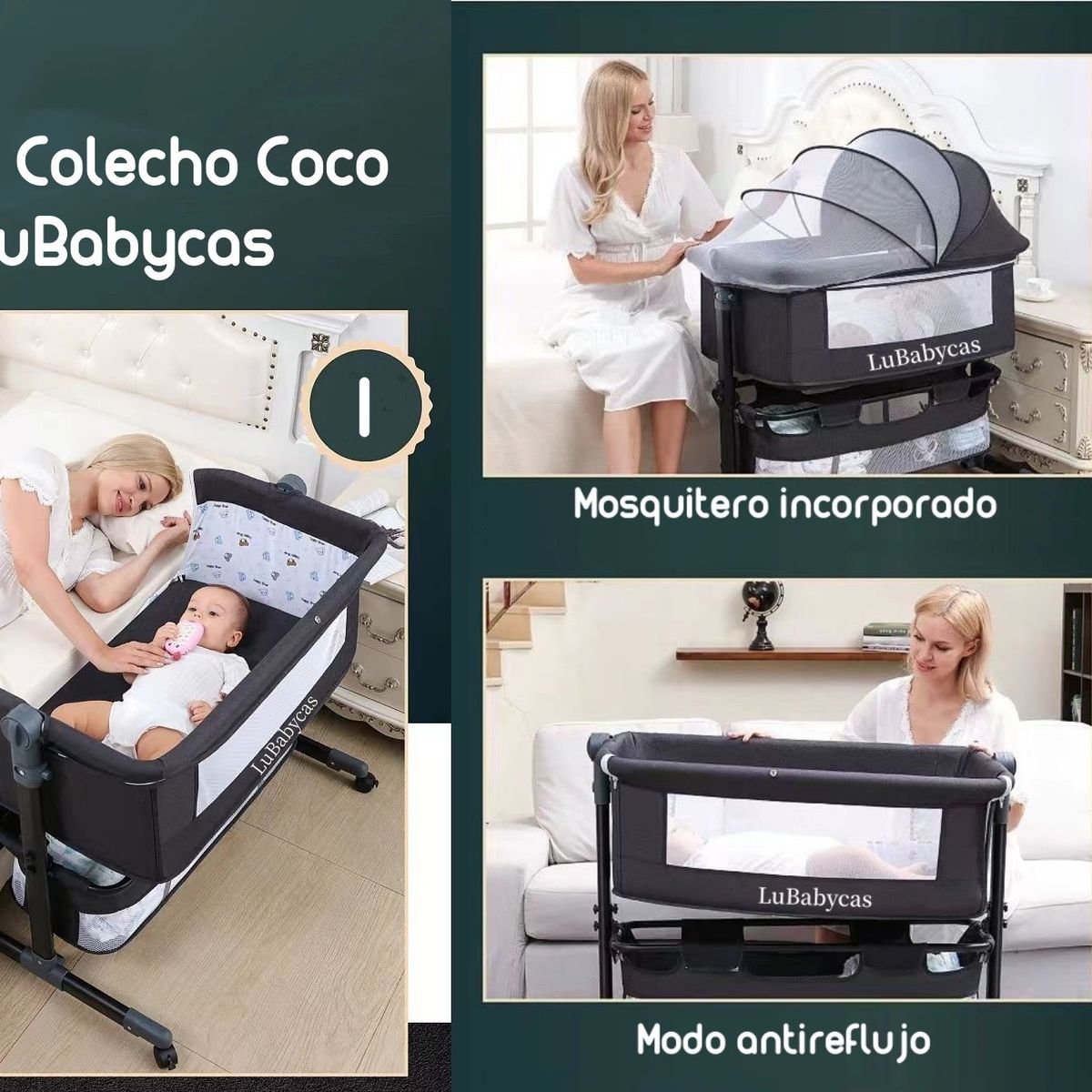 LUBABYCAS - Cuna Colecho Con Mudador Y Accesorios Lubabycas Rosada