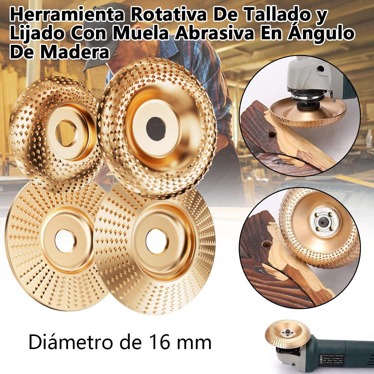 YAYKO - Disco Desgaste De Madera Estándar 16 Mm Lijado Esmeril 4pcs