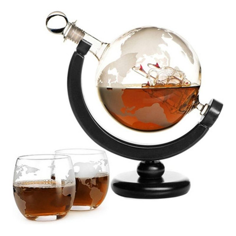 GENERICO - Juego Decantador De Whisky 850 Ml Y 2 Vasos De Vidrio 450 Ml