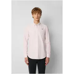 SCALPERS - Camisa Oxford Calavera Contraste Pink Stripes