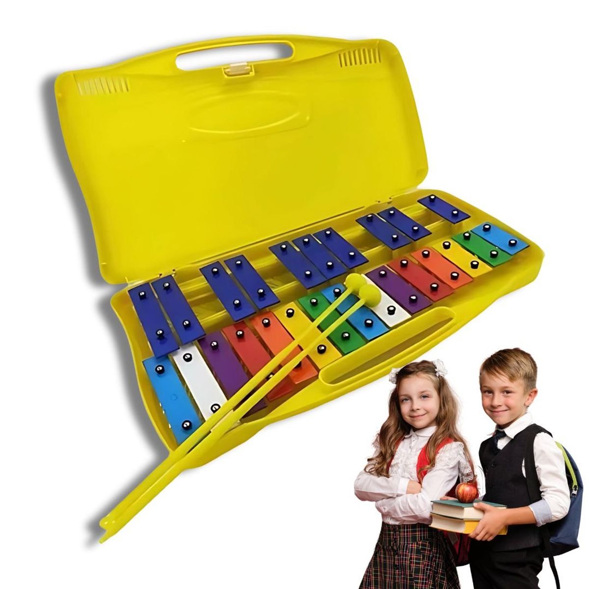 CRUSEC - Metalofono 25 Notas Cromático Placas Colores Didactico
