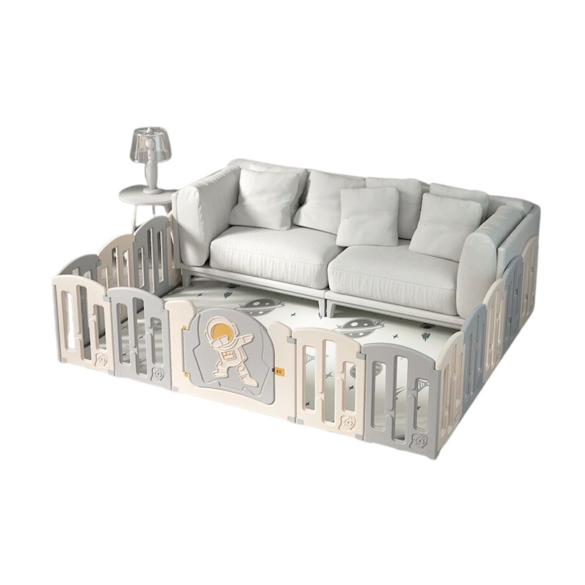 BABYLUNA - Corral Bebé 160CM con Alfombra Panel Juego Aro y Caballo