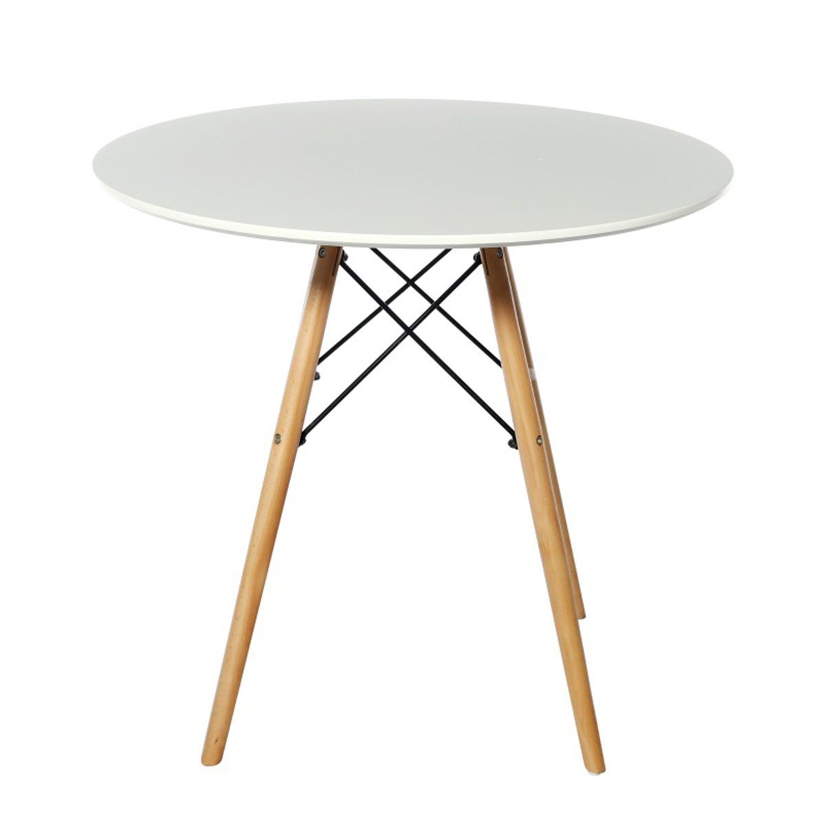 GENERICO - Mesa redonda 80cm Viena Blanca patas madera Bighouse