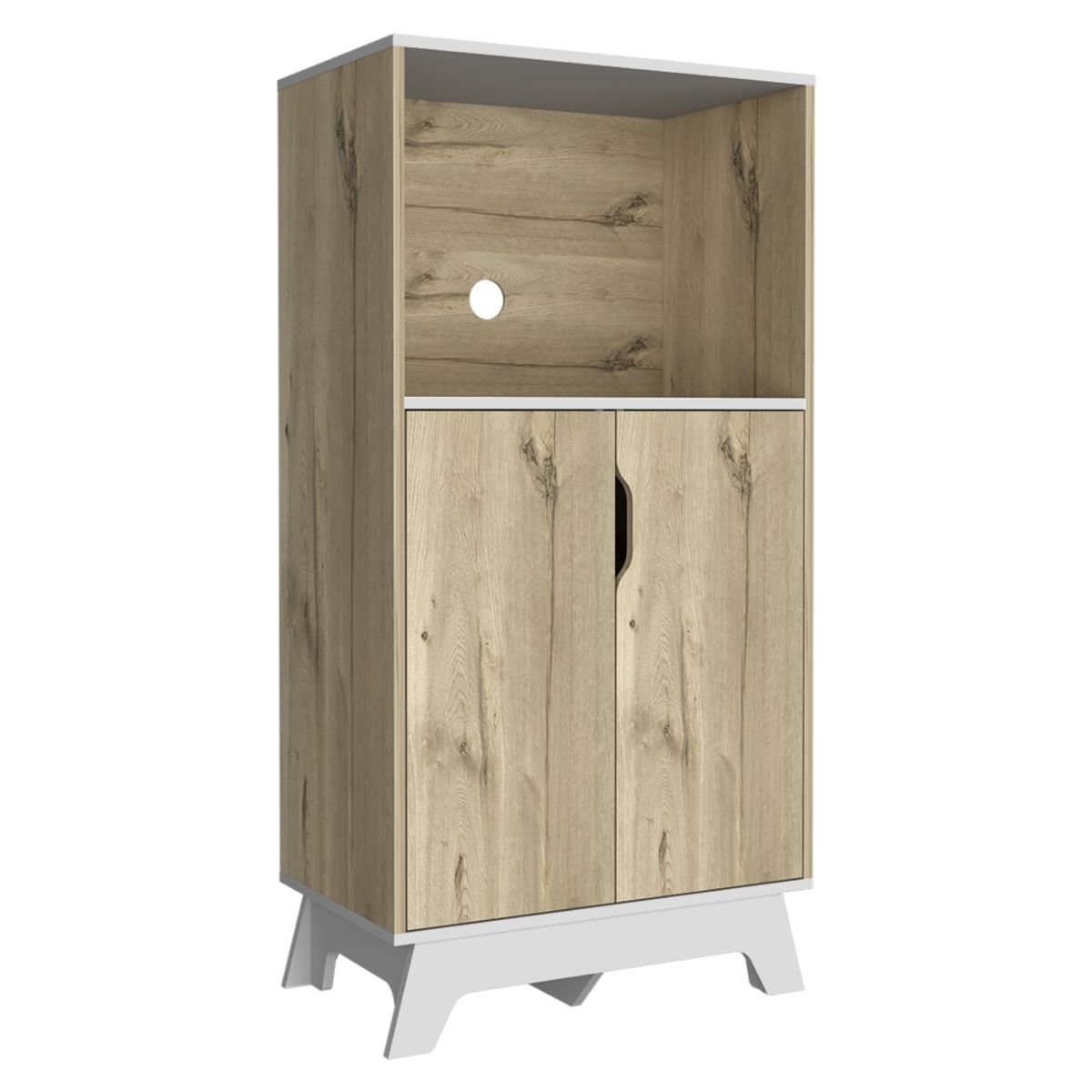 FMFURNITURE - Mueble Microondas 2 Puertas Café Claro 180x60x30 cm