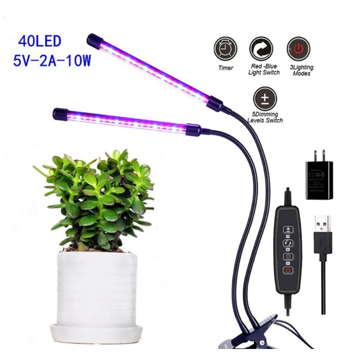 GENERICO - Lampara De Cultivo Indoor Con Temporizador Plantas Luz