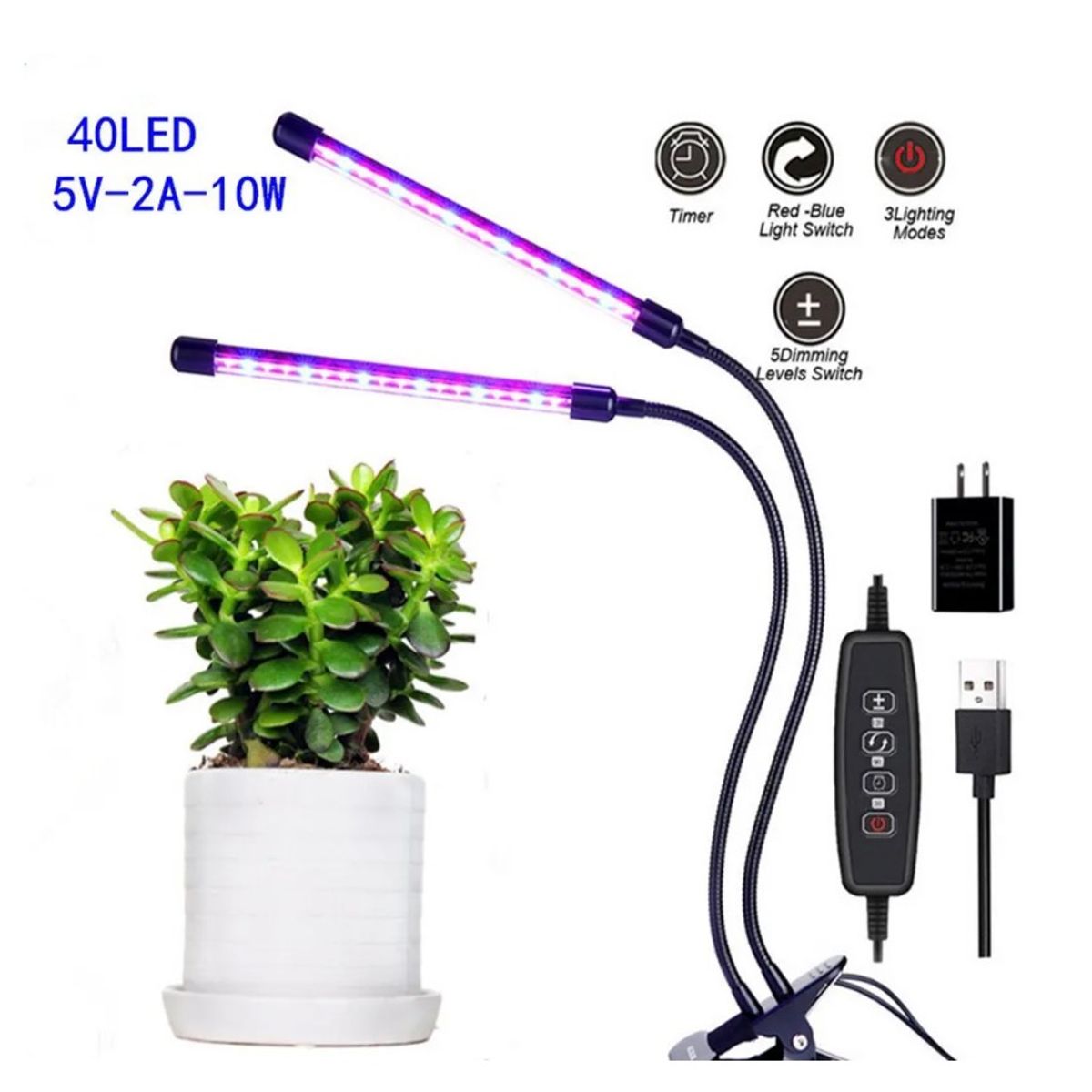 GENERICO - Lampara De Cultivo Indoor Con Temporizador Plantas Luz