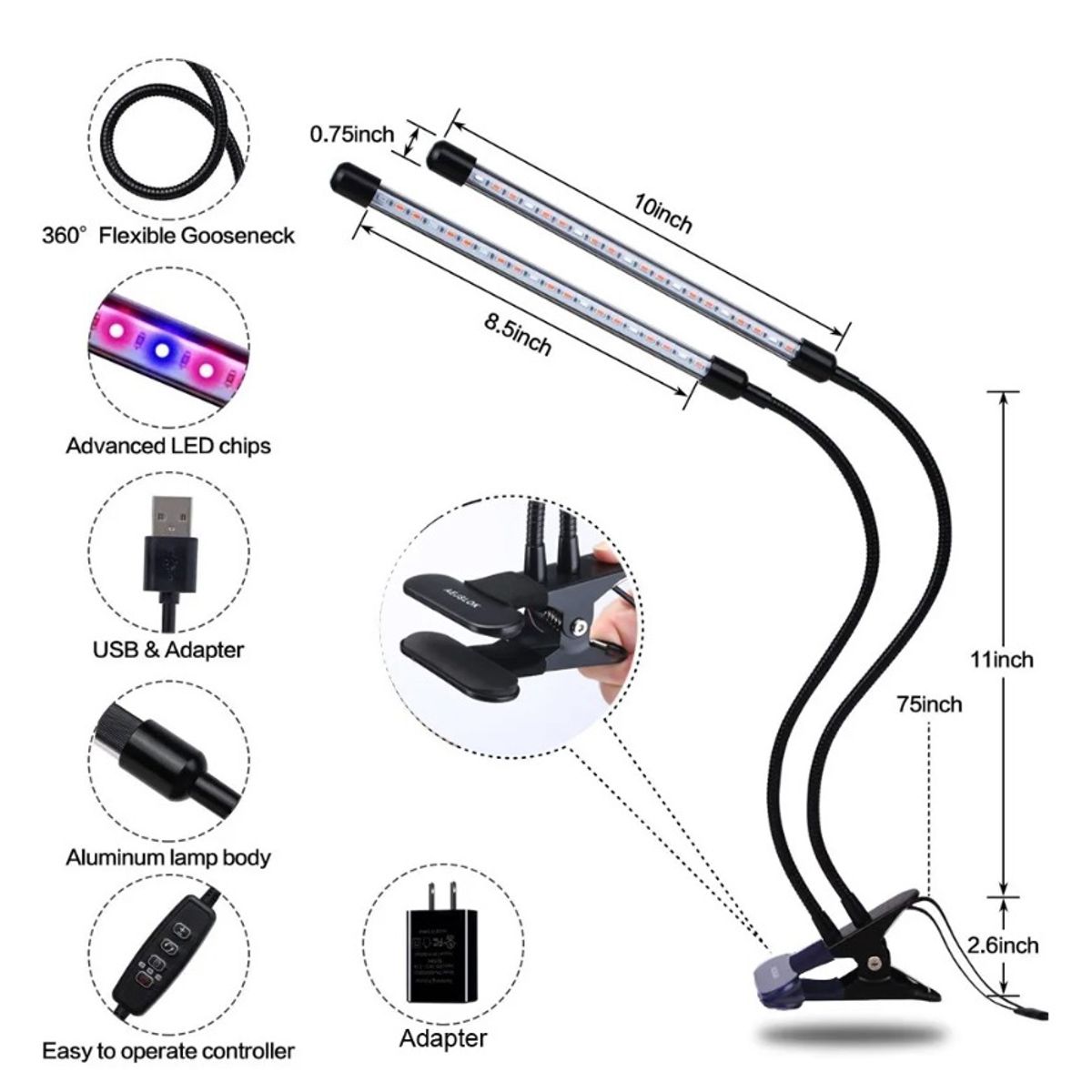 GENERICO - Lampara De Cultivo Indoor Con Temporizador Plantas Luz
