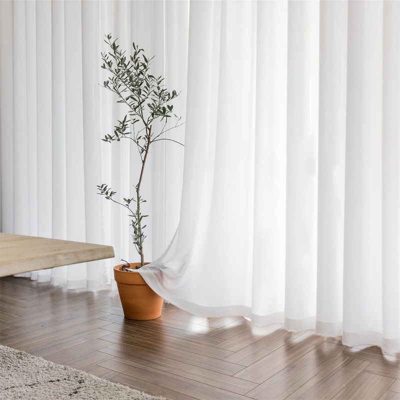GENERICO - visillo blanco tela translucida 2 visillo 140x230 C/U con argollas