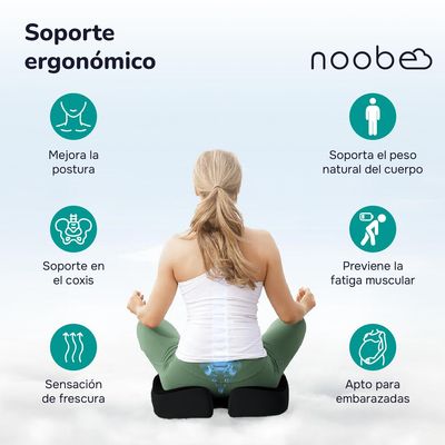 Imagen 2 del producto Cojin Lumbar Viscoelastico con Gel Noobe Coxis Asiento Silla