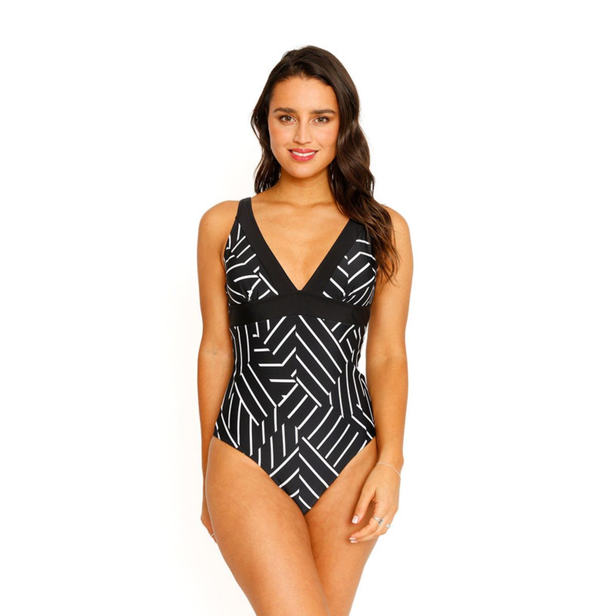 H2O WEAR - Traje de Baño Entero Escote Estampado para Mujer Negro H2O WEAR