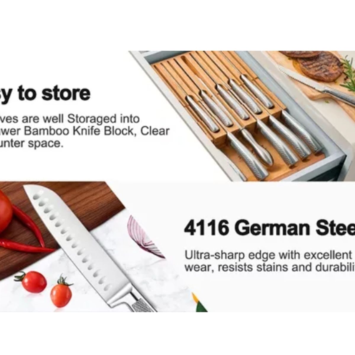 ESHOPANGIE - Set Cuchillos De Cocina Acero Inoxidable 14pcs