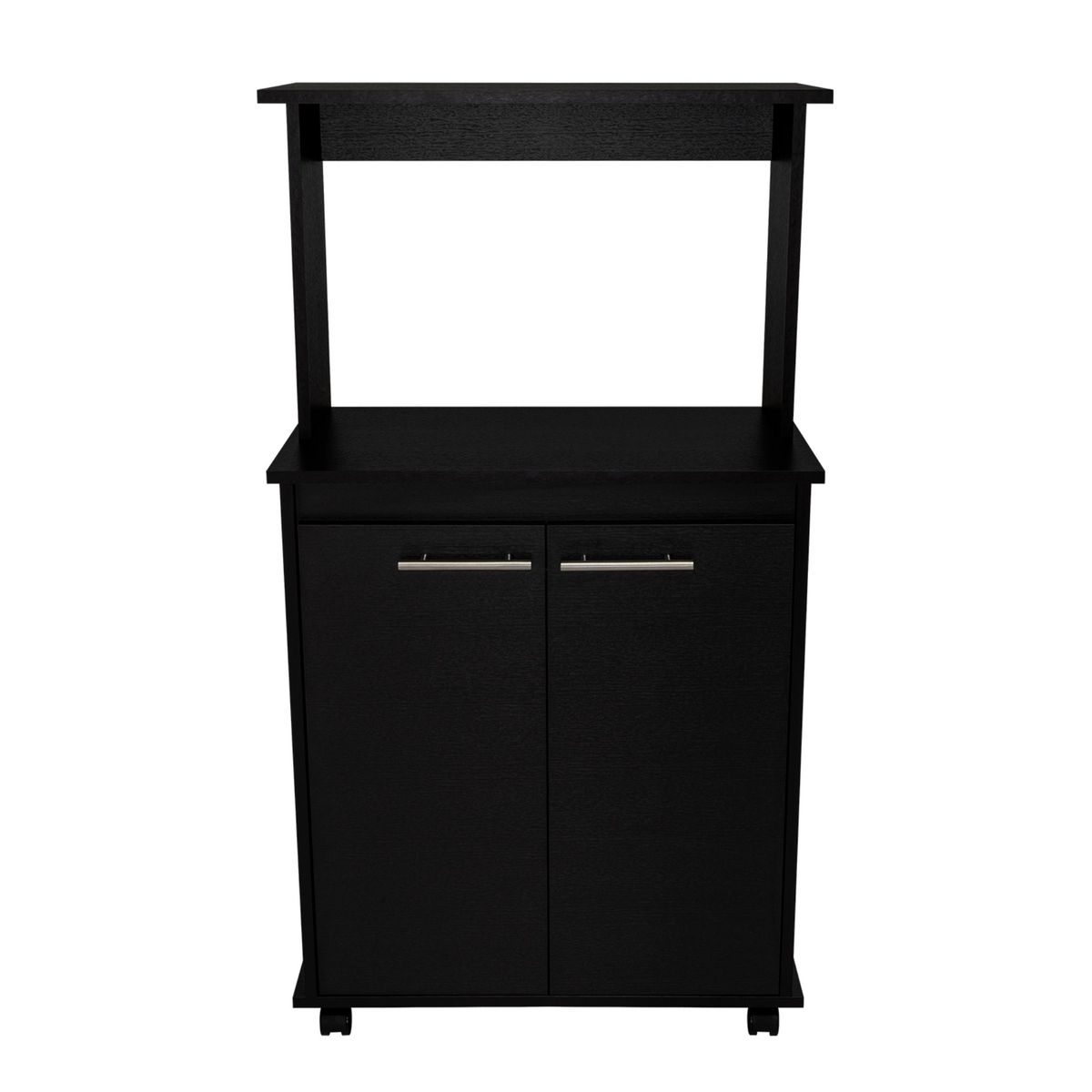 FMFURNITURE - Mueble Microondas 2 Puertas Negro 198x60x51.6 cm
