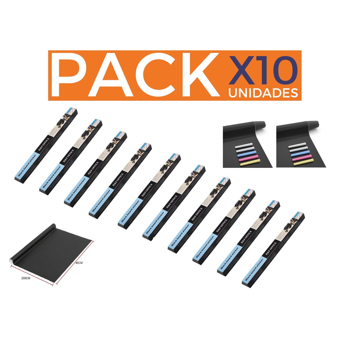 GENERICO - X10 Pizarra Sticker Negra Mural Vinilos Decorativostizas