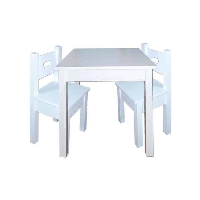 DECORACION CREATIVA - Mesa infantil con 2 sillas Lacadas Blanco Geo