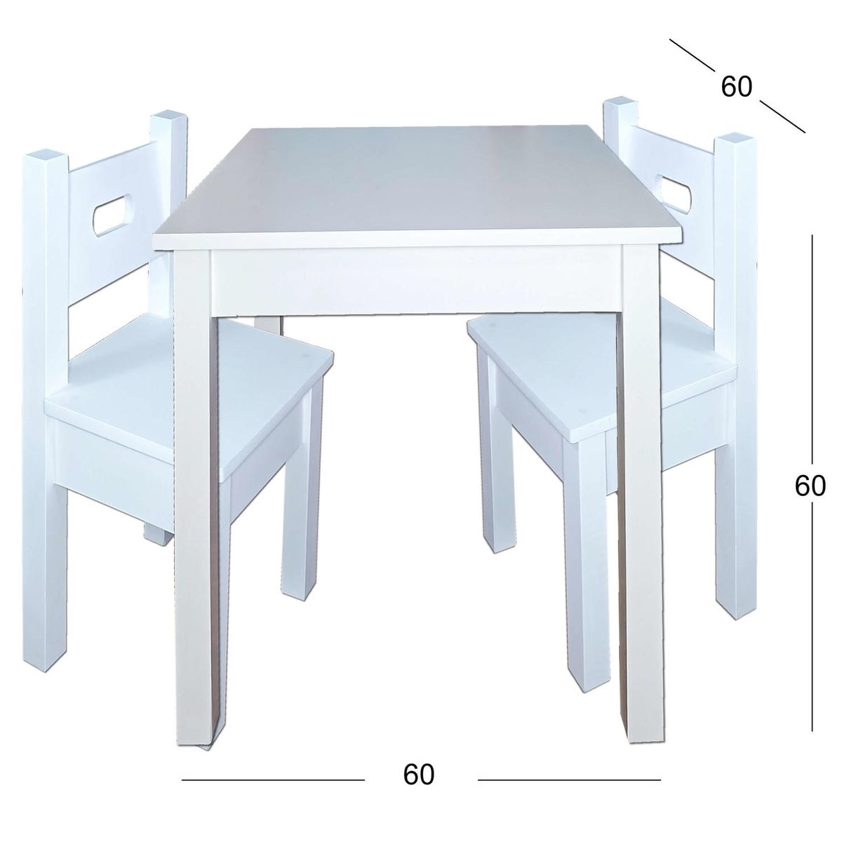 DECORACION CREATIVA - Mesa infantil con 2 sillas Lacadas Blanco Geo