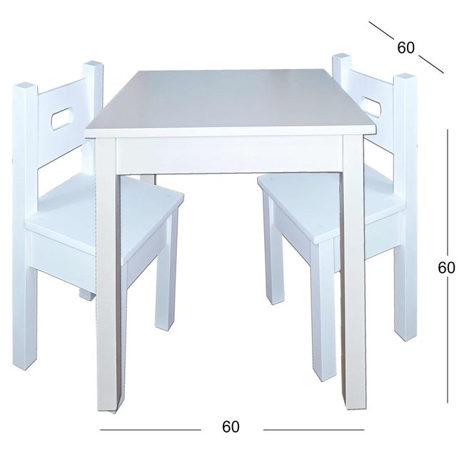 DECORACION CREATIVA - Mesa infantil con 2 sillas Lacadas Blanco Geo