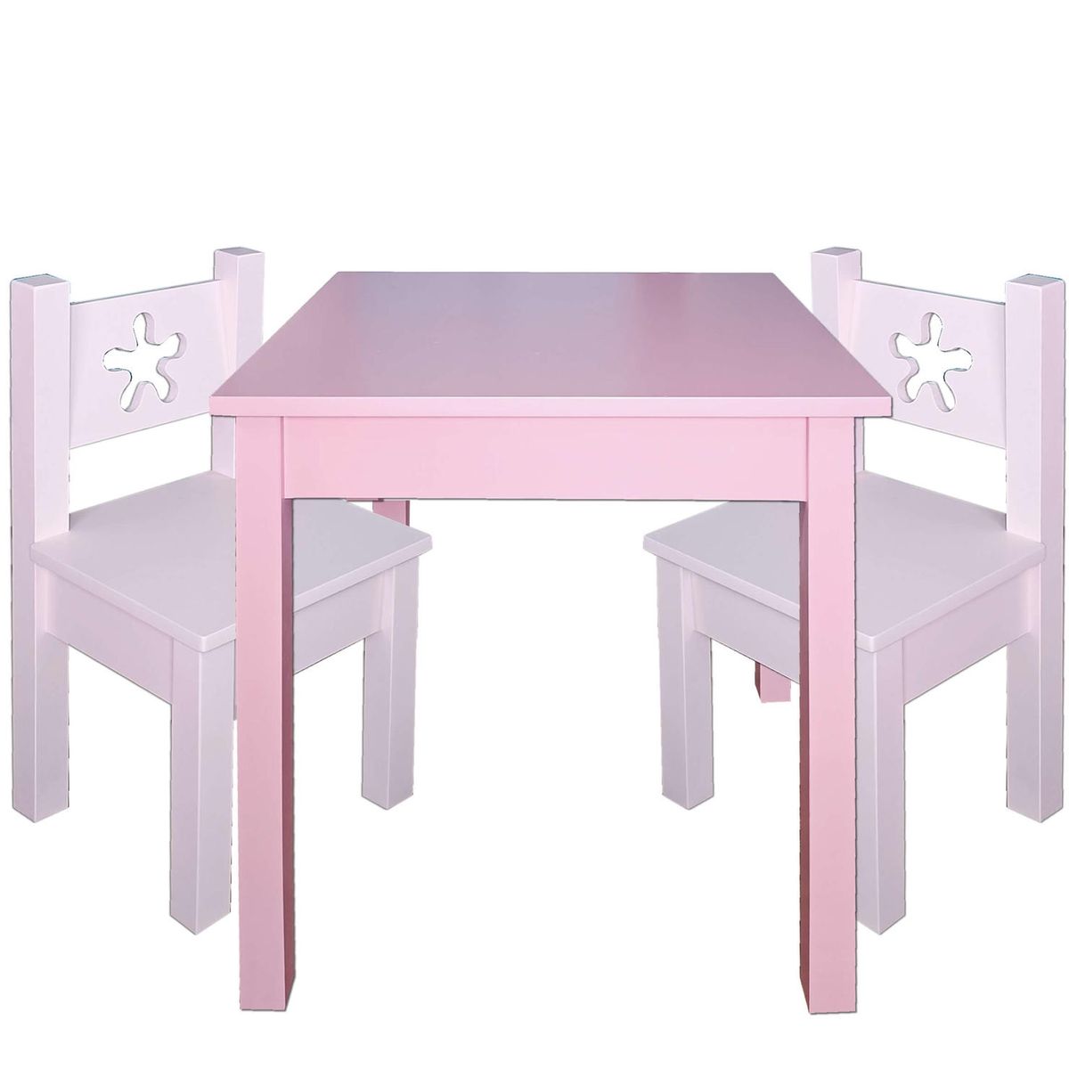 DECORACION CREATIVA - Mesa infantil con 2 sillas Lacadas Rosado Flor