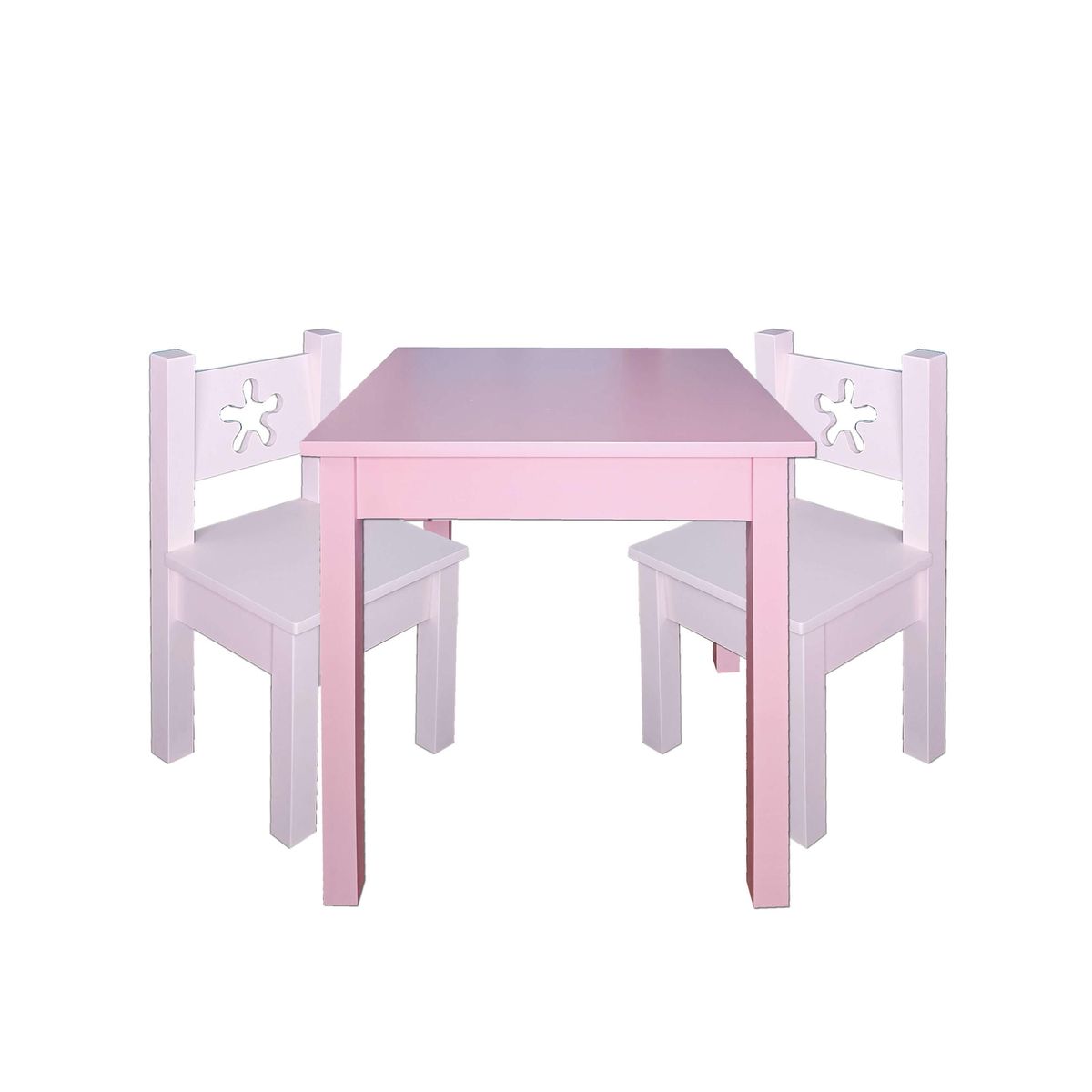 DECORACION CREATIVA - Mesa infantil con 2 sillas Lacadas Rosado Flor