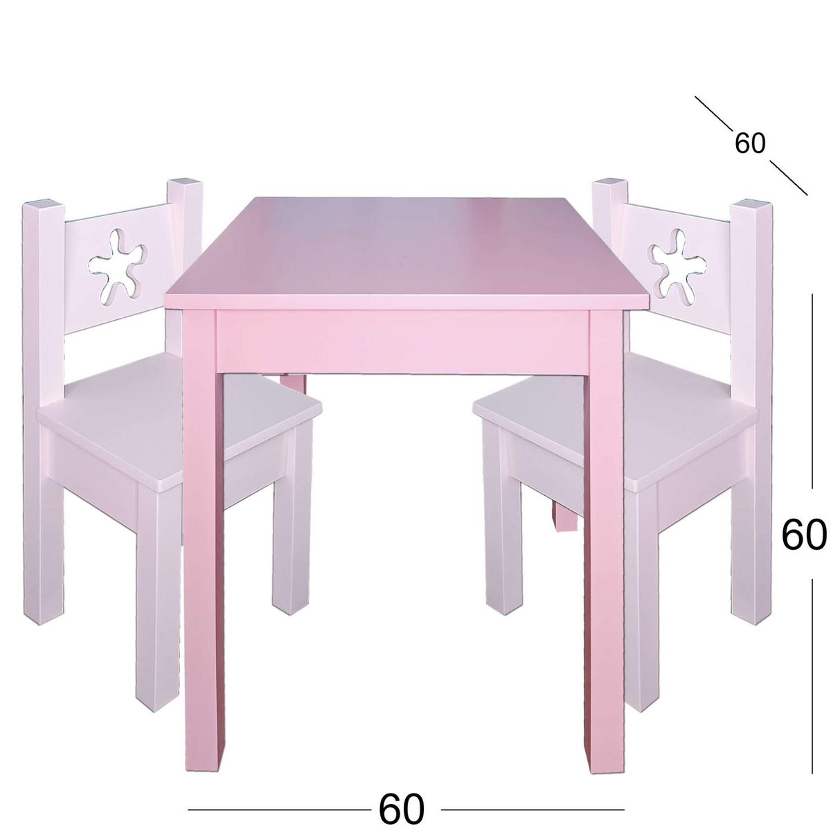 DECORACION CREATIVA - Mesa infantil con 2 sillas Lacadas Rosado Flor