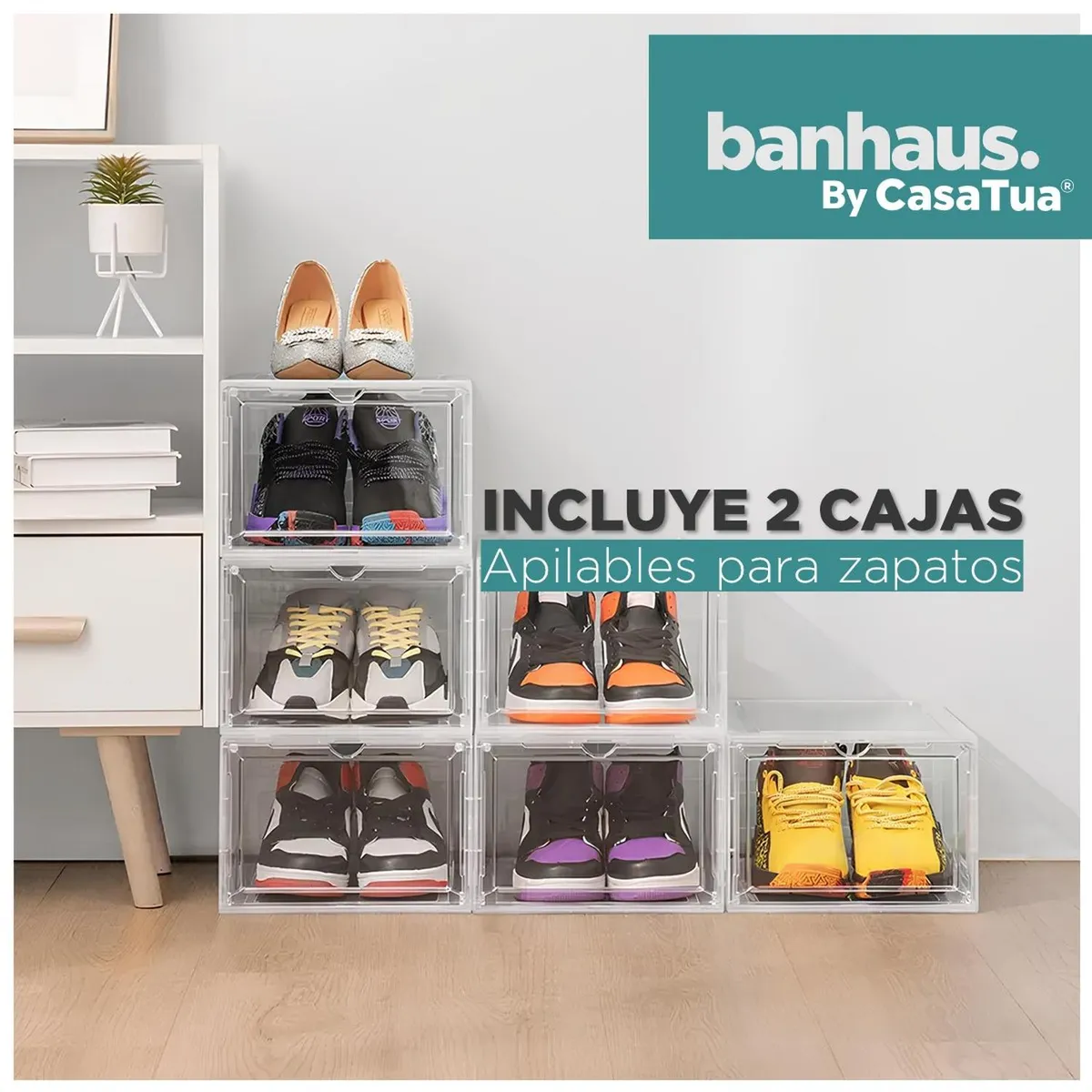 CASATUA - Caja Organizadora De Zapatos Set X2 Banhaus Apilable Premium