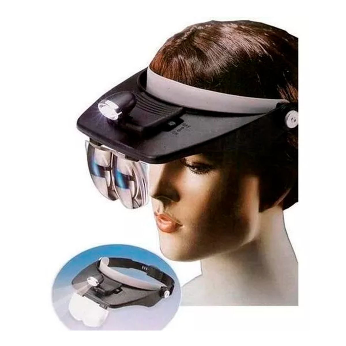 GENERICO - Visera Lentes Lupa Con Luz Led + 4 Lentes Ajustables