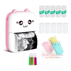 ESHOPANGIE - Mini Impresora Térmica Gatita Bluetooth + 13Rollos Rosado