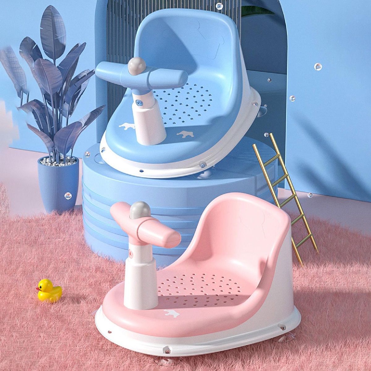 GENERICO - Silla De Ducha Para Bebes Asiento De Baño Niños Rosa