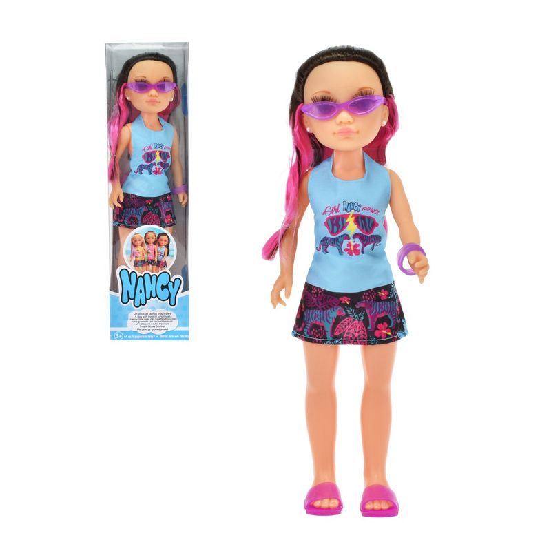 FAMOSA - Muñeca Nancy Lentes Tropicales De 43 Cms - Castaño Oscuro